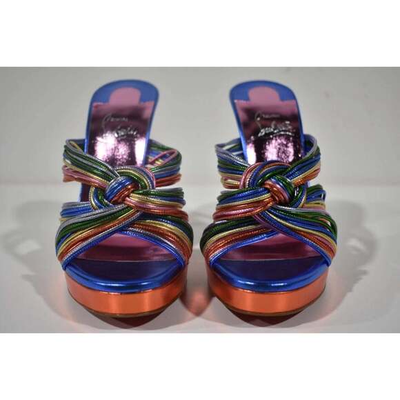 Christian Louboutin Multitaski Alta 120 Multicolor Backless Sandal Heel Pump 37 - Picture 5 of 12